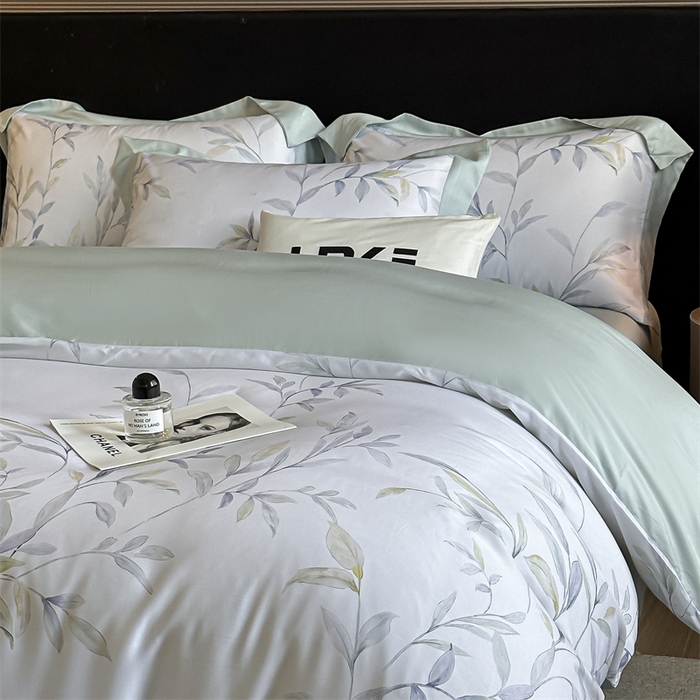 91家纺网 家纺一手货源 找家纺 蓝米卡夫 2026夏季新款50S天丝数码印花夏被夏凉被空调被四件套 春晓雨梦-兰