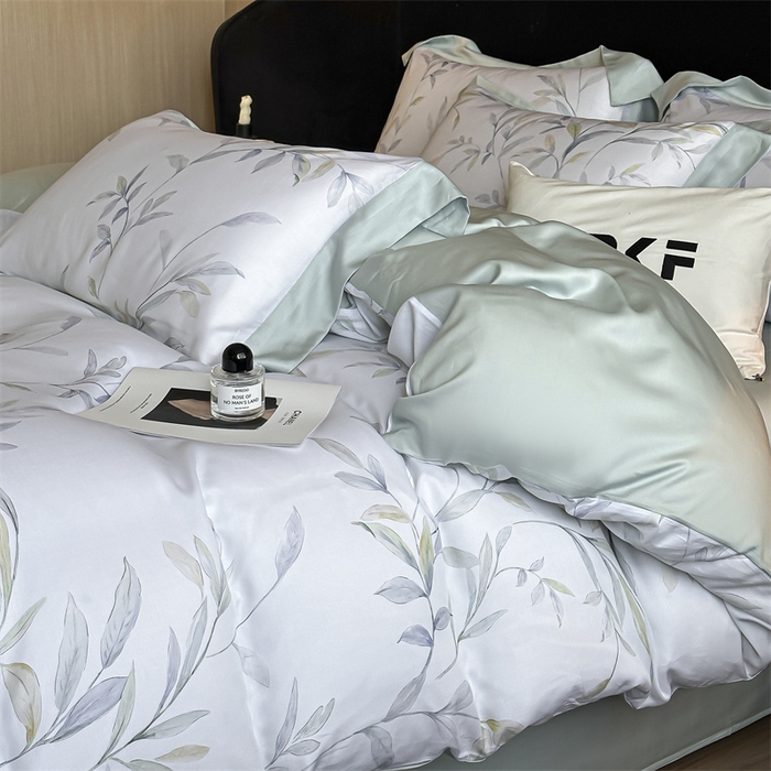 91家纺网 家纺一手货源 找家纺 蓝米卡夫 2026夏季新款50S天丝数码印花夏被夏凉被空调被四件套 春晓雨梦-兰