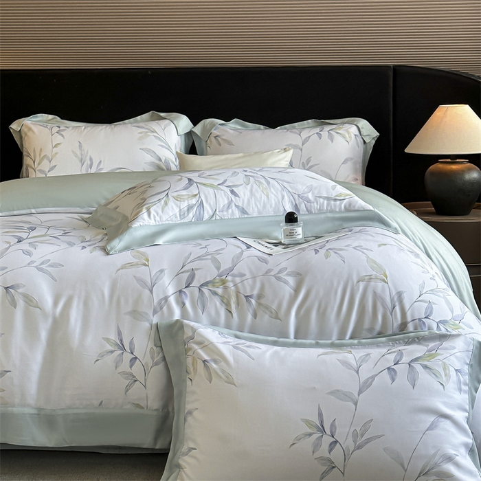 91家纺网 家纺一手货源 找家纺 蓝米卡夫 2026夏季新款50S天丝数码印花夏被夏凉被空调被四件套 春晓雨梦-兰