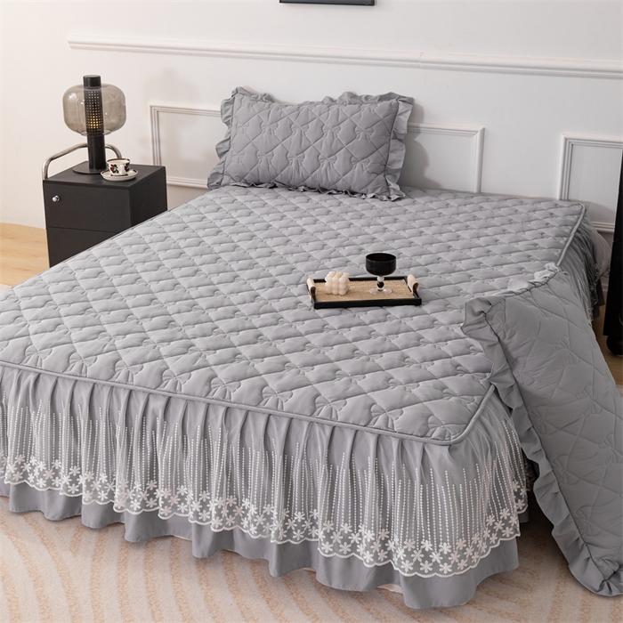 91家纺网 家纺一手货源 找家纺 乐蔻家纺 2026春夏新款A类原棉大豆夹棉床裙床笠四件套床笠单件-蝴蝶结 蝴蝶结-高级灰