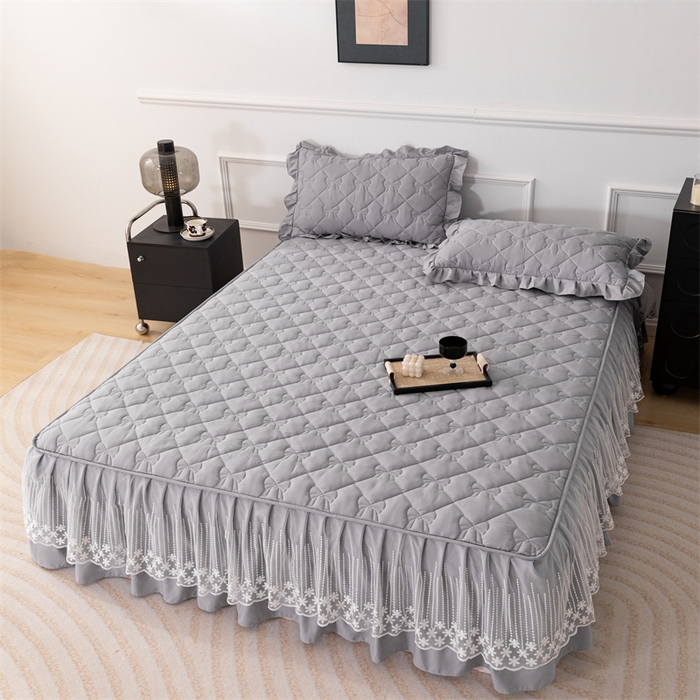 91家纺网 家纺一手货源 找家纺 乐蔻家纺 2026春夏新款A类原棉大豆夹棉床裙床笠四件套床笠单件-蝴蝶结 蝴蝶结-高级灰