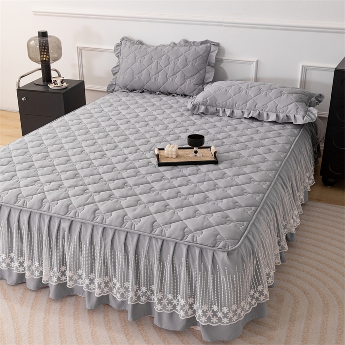 91家纺网 家纺一手货源 找家纺 乐蔻家纺 2026春夏新款A类原棉大豆夹棉床裙床笠四件套床笠单件-蝴蝶结 蝴蝶结-高级灰