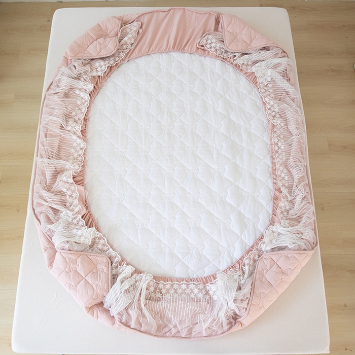 91家纺网 家纺一手货源 找家纺 乐蔻家纺 2026春夏新款A类原棉大豆夹棉床裙床笠四件套床笠单件-蝴蝶结 蝴蝶结-豆沙粉