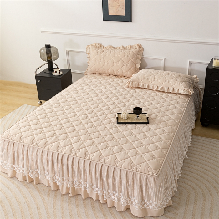 91家纺网 家纺一手货源 找家纺 乐蔻家纺 2026春夏新款A类原棉大豆夹棉床裙床笠四件套床笠单件-蝴蝶结 蝴蝶结-优雅驼