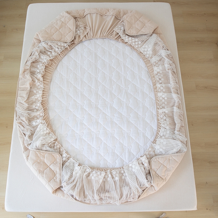 91家纺网 家纺一手货源 找家纺 乐蔻家纺 2026春夏新款A类原棉大豆夹棉床裙床笠四件套床笠单件-蝴蝶结 蝴蝶结-优雅驼