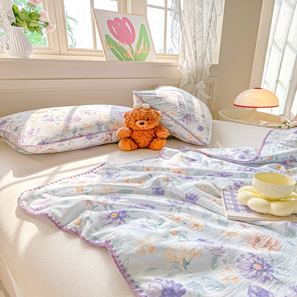 91家纺网 家纺一手货源 找家纺 归属 2026新款A类小碎花贝壳绣皱皱棉夏被夏凉被空调被 漫之语