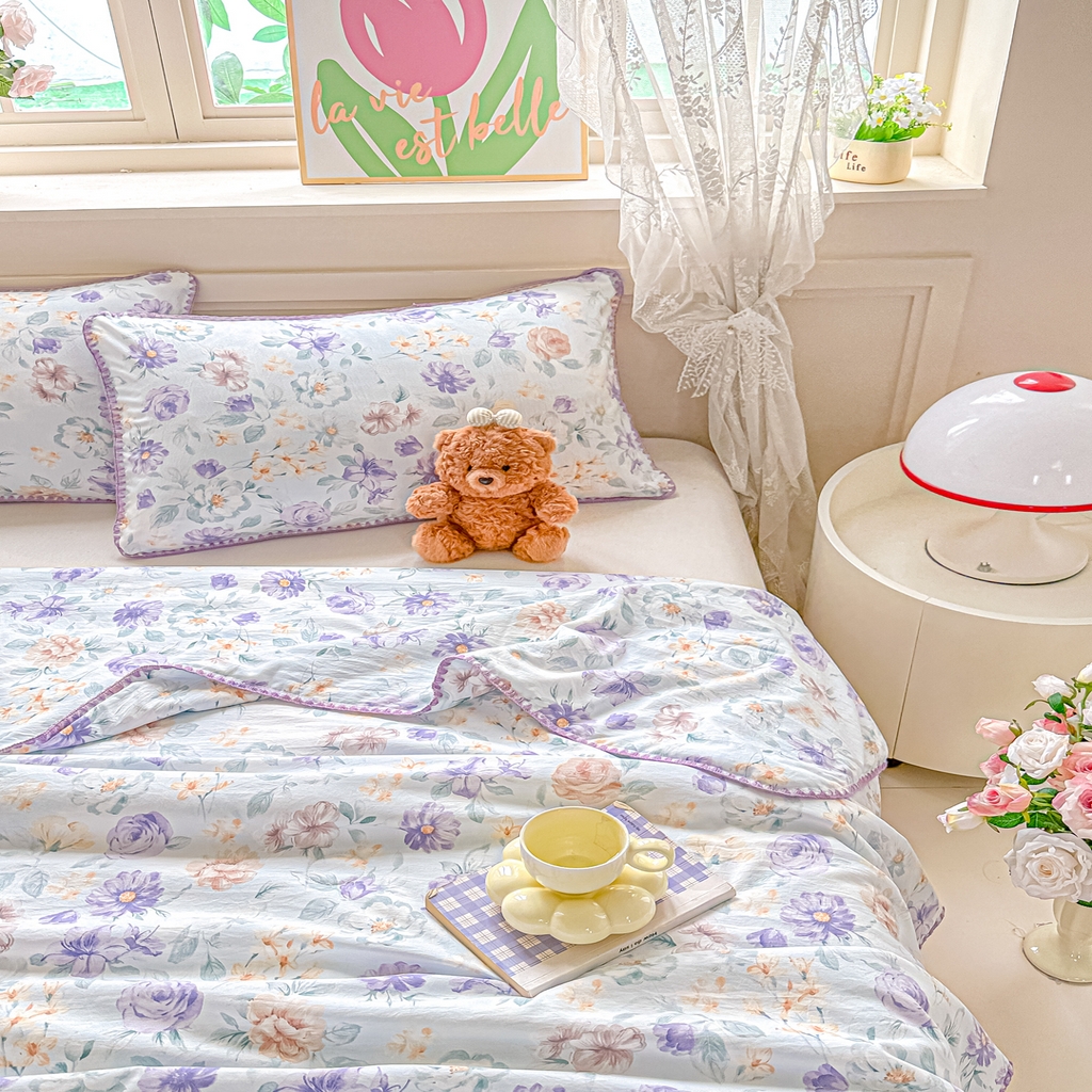 91家纺网 家纺一手货源 找家纺 归属 2026新款A类小碎花贝壳绣皱皱棉夏被夏凉被空调被 漫之语