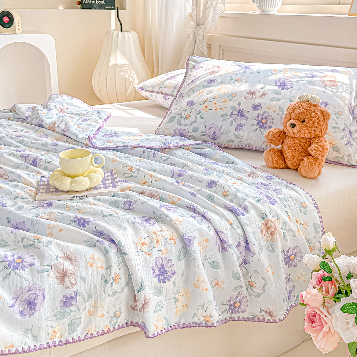 91家纺网 家纺一手货源 找家纺 归属 2026新款A类小碎花贝壳绣皱皱棉夏被夏凉被空调被 漫之语