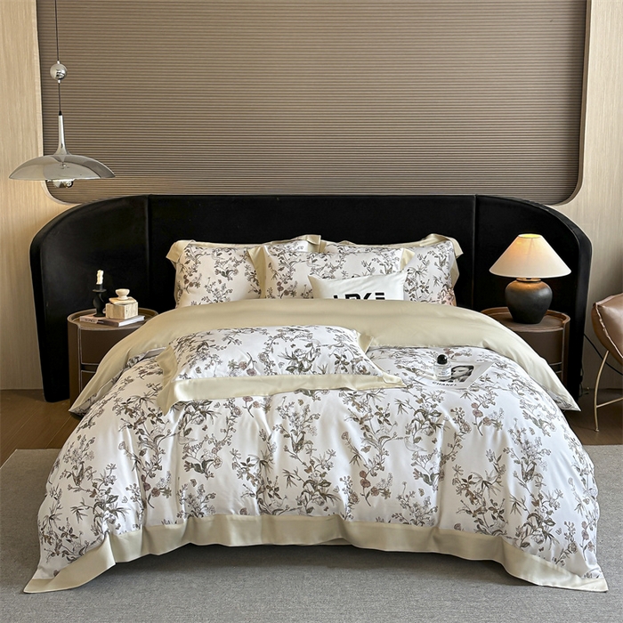 91家纺网 家纺一手货源 找家纺 蓝米卡夫 2026夏季新款50S天丝数码印花夏被夏凉被空调被四件套 春意