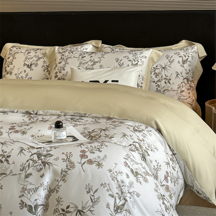 91家纺网 家纺一手货源 找家纺 蓝米卡夫 2026夏季新款50S天丝数码印花夏被夏凉被空调被四件套 春意