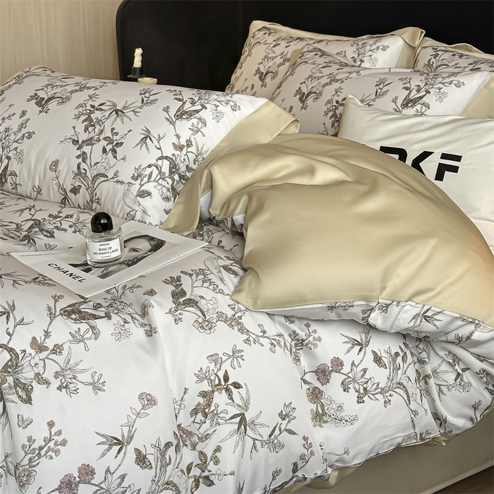 91家纺网 家纺一手货源 找家纺 蓝米卡夫 2026夏季新款50S天丝数码印花夏被夏凉被空调被四件套 春意