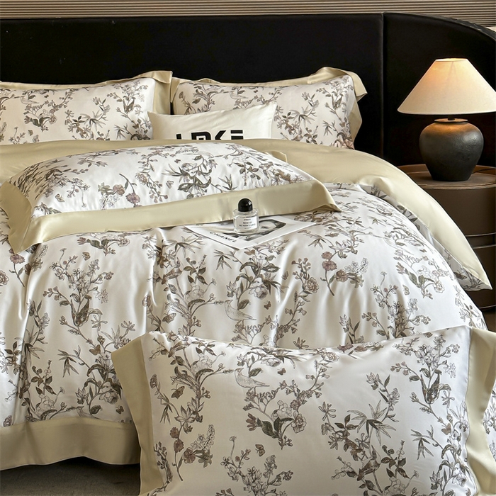 91家纺网 家纺一手货源 找家纺 蓝米卡夫 2026夏季新款50S天丝数码印花夏被夏凉被空调被四件套 春意