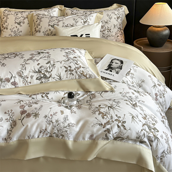 91家纺网 家纺一手货源 找家纺 蓝米卡夫 2026夏季新款50S天丝数码印花夏被夏凉被空调被四件套 春意