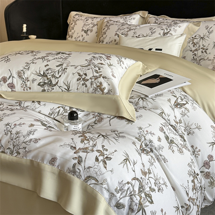 91家纺网 家纺一手货源 找家纺 蓝米卡夫 2026夏季新款50S天丝数码印花夏被夏凉被空调被四件套 春意