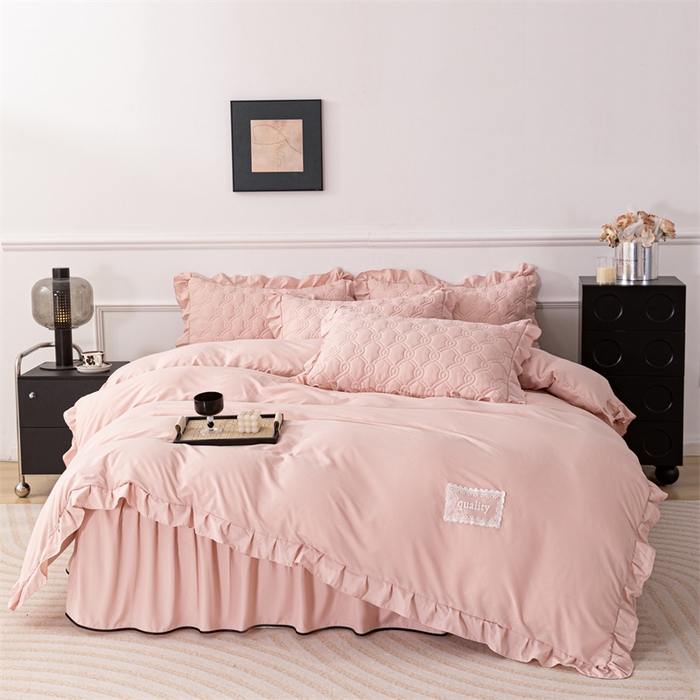 91家纺网 家纺一手货源 找家纺 （总）乐蔻家纺 2026春夏新款新款A类原棉大豆夹棉床裙床笠四件套床笠单件-水仙花