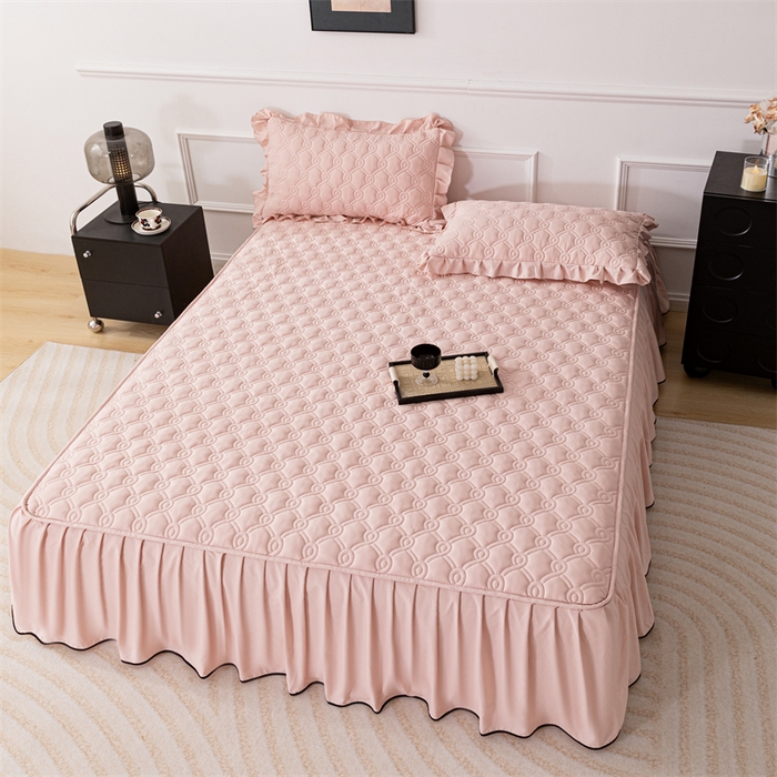 91家纺网 家纺一手货源 找家纺 （总）乐蔻家纺 2026春夏新款新款A类原棉大豆夹棉床裙床笠四件套床笠单件-水仙花