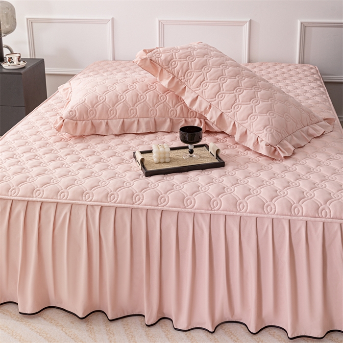 91家纺网 家纺一手货源 找家纺 （总）乐蔻家纺 2026春夏新款新款A类原棉大豆夹棉床裙床笠四件套床笠单件-水仙花