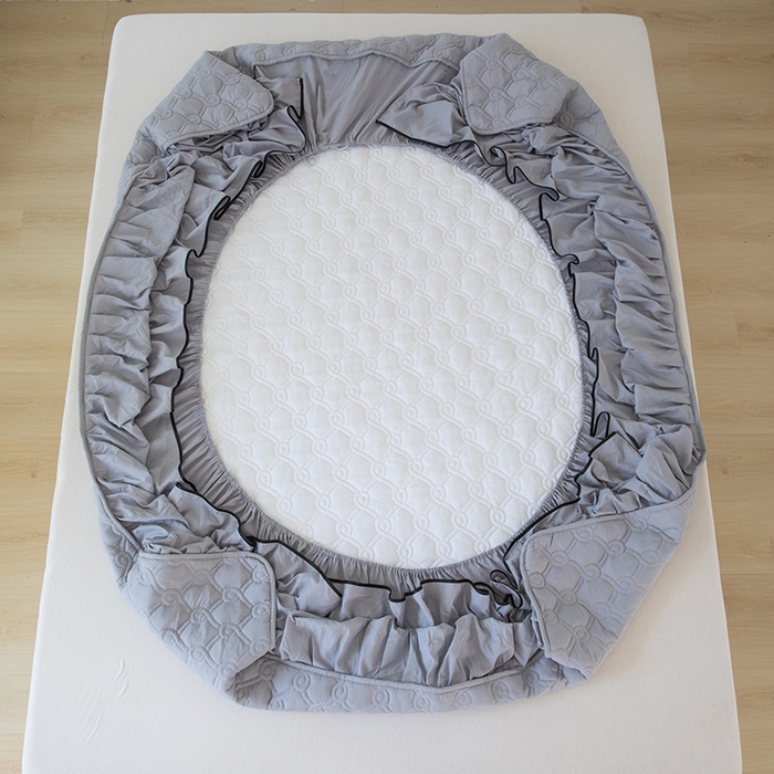 91家纺网 家纺一手货源 找家纺 乐蔻家纺 2026春夏新款新款A类原棉大豆夹棉床裙床笠四件套床笠单件-水仙花 水仙花-高级灰