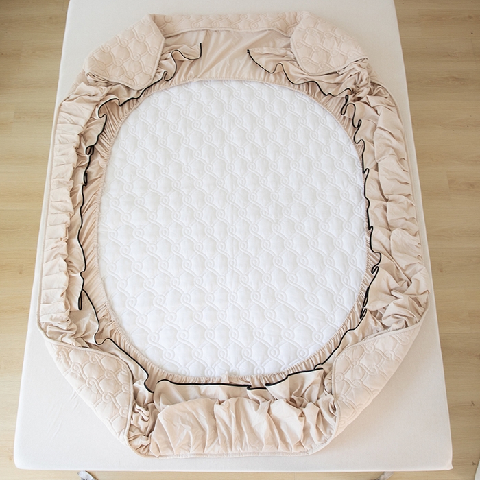 91家纺网 家纺一手货源 找家纺 乐蔻家纺 2026春夏新款新款A类原棉大豆夹棉床裙床笠四件套床笠单件-水仙花 水仙花-优雅驼