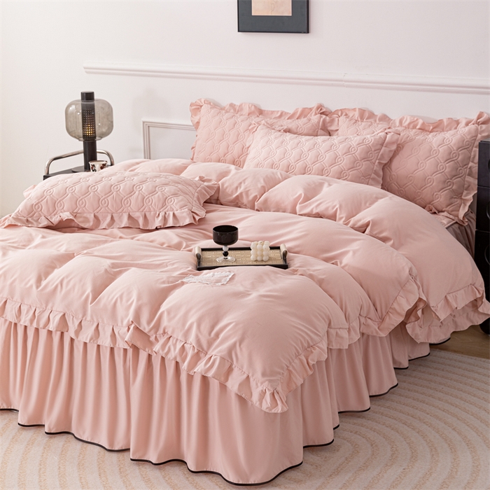 91家纺网 家纺一手货源 找家纺 （总）乐蔻家纺 2026春夏新款新款A类原棉大豆夹棉床裙床笠四件套床笠单件-水仙花