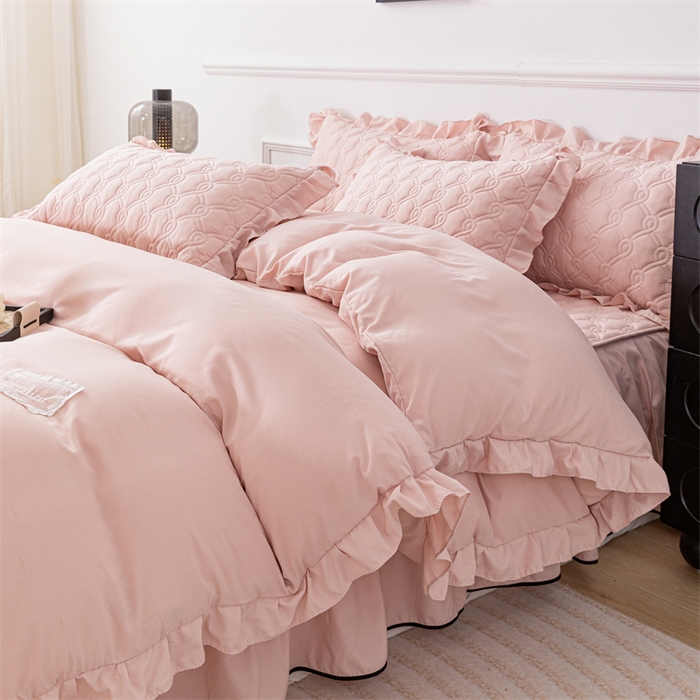 91家纺网 家纺一手货源 找家纺 （总）乐蔻家纺 2026春夏新款新款A类原棉大豆夹棉床裙床笠四件套床笠单件-水仙花