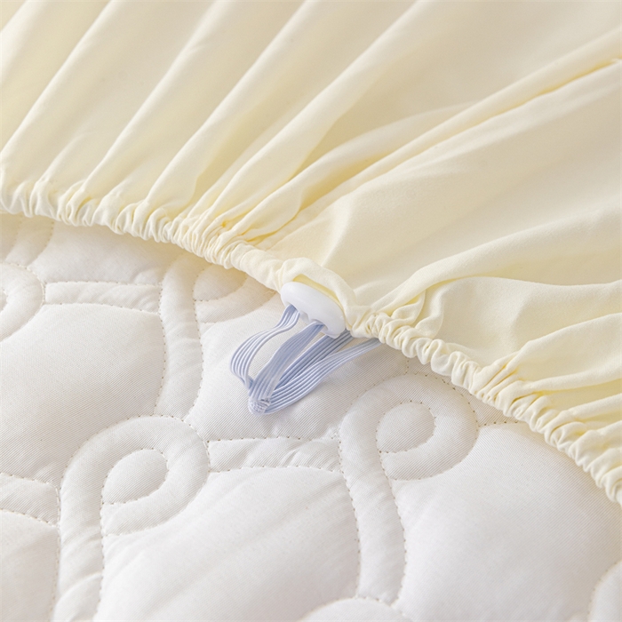 91家纺网 家纺一手货源 找家纺 乐蔻家纺 2026春夏新款新款A类原棉大豆夹棉床裙床笠四件套床笠单件-水仙花 水仙花-奶昔白