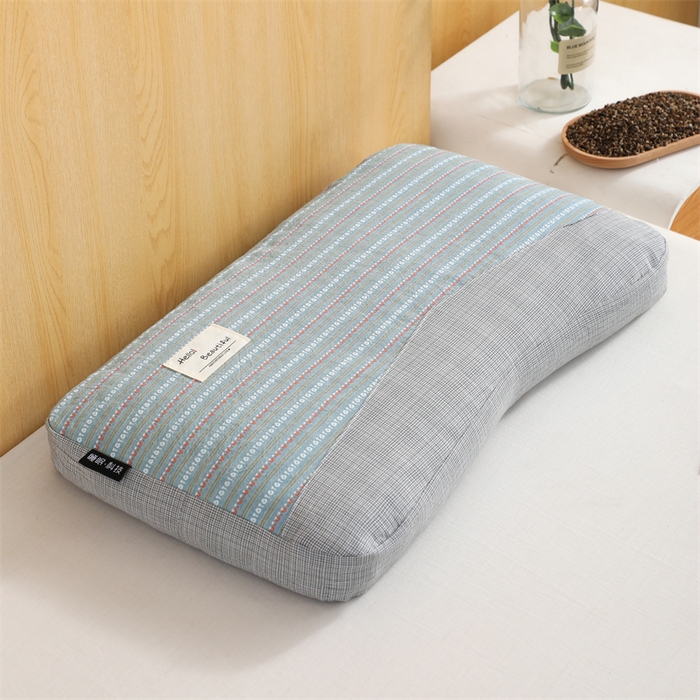 91家纺网 家纺一手货源 找家纺 （总）仁宇枕业 2026新款新品全棉提花条纹拼接款荞麦枕头枕芯