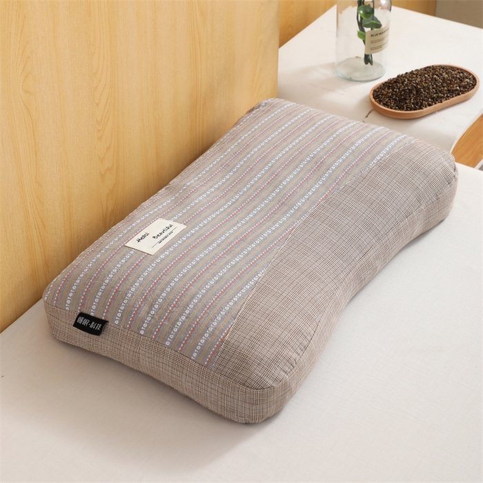 91家纺网 家纺一手货源 找家纺 （总）仁宇枕业 2026新款新品全棉提花条纹拼接款荞麦枕头枕芯