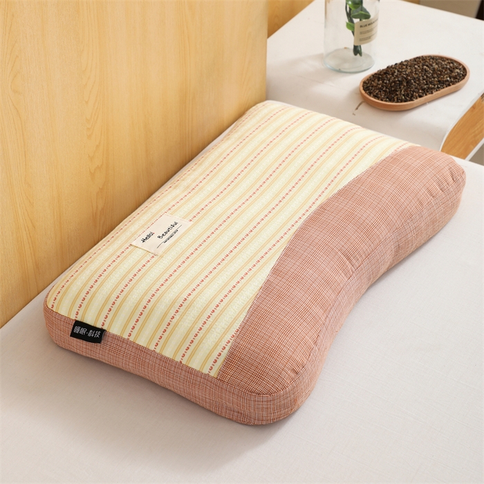 91家纺网 家纺一手货源 找家纺 （总）仁宇枕业 2026新款新品全棉提花条纹拼接款荞麦枕头枕芯