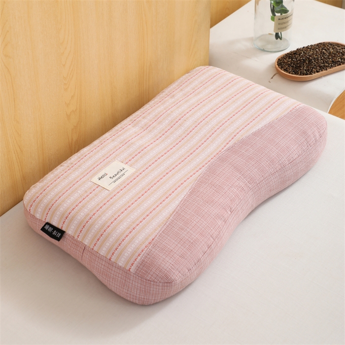 91家纺网 家纺一手货源 找家纺 （总）仁宇枕业 2026新款新品全棉提花条纹拼接款荞麦枕头枕芯