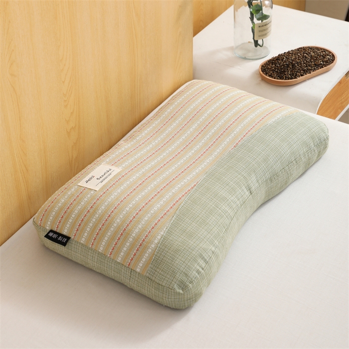 91家纺网 家纺一手货源 找家纺 （总）仁宇枕业 2026新款新品全棉提花条纹拼接款荞麦枕头枕芯