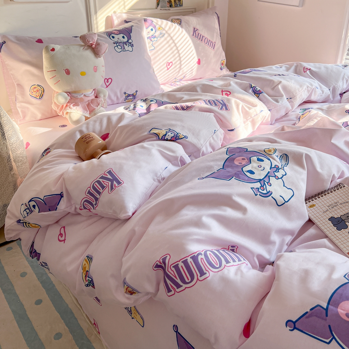 91家纺网 家纺一手货源 找家纺 （总）耀悦家纺 2026新款纯棉四件套正版授权三丽鸥卡通床单床笠被套枕套