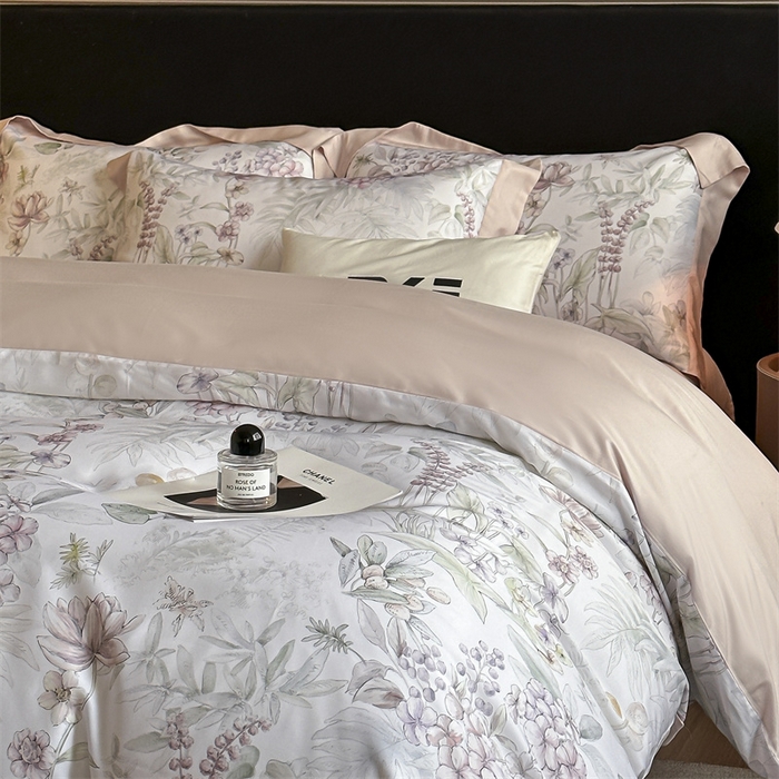 91家纺网 家纺一手货源 找家纺 蓝米卡夫 2026夏季新款50S天丝数码印花夏被夏凉被空调被四件套 繁花枝恋-绿