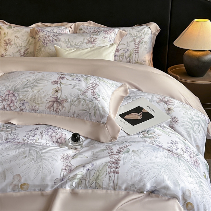 91家纺网 家纺一手货源 找家纺 蓝米卡夫 2026夏季新款50S天丝数码印花夏被夏凉被空调被四件套 繁花枝恋-绿