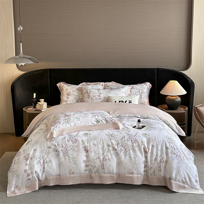 91家纺网 家纺一手货源 找家纺 蓝米卡夫 2026夏季新款50S天丝数码印花夏被夏凉被空调被四件套 繁花枝恋-绿