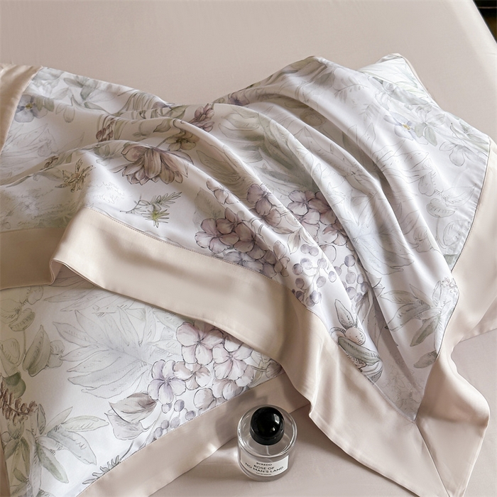 91家纺网 家纺一手货源 找家纺 蓝米卡夫 2026夏季新款50S天丝数码印花夏被夏凉被空调被四件套 繁花枝恋-绿