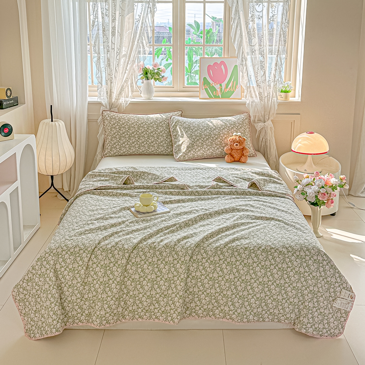 91家纺网 家纺一手货源 找家纺 归属 2026新款A类小碎花贝壳绣皱皱棉夏被夏凉被空调被 山野间