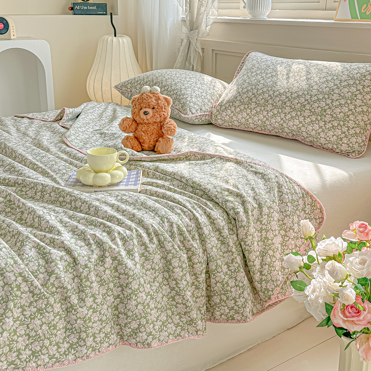 91家纺网 家纺一手货源 找家纺 归属 2026新款A类小碎花贝壳绣皱皱棉夏被夏凉被空调被 山野间