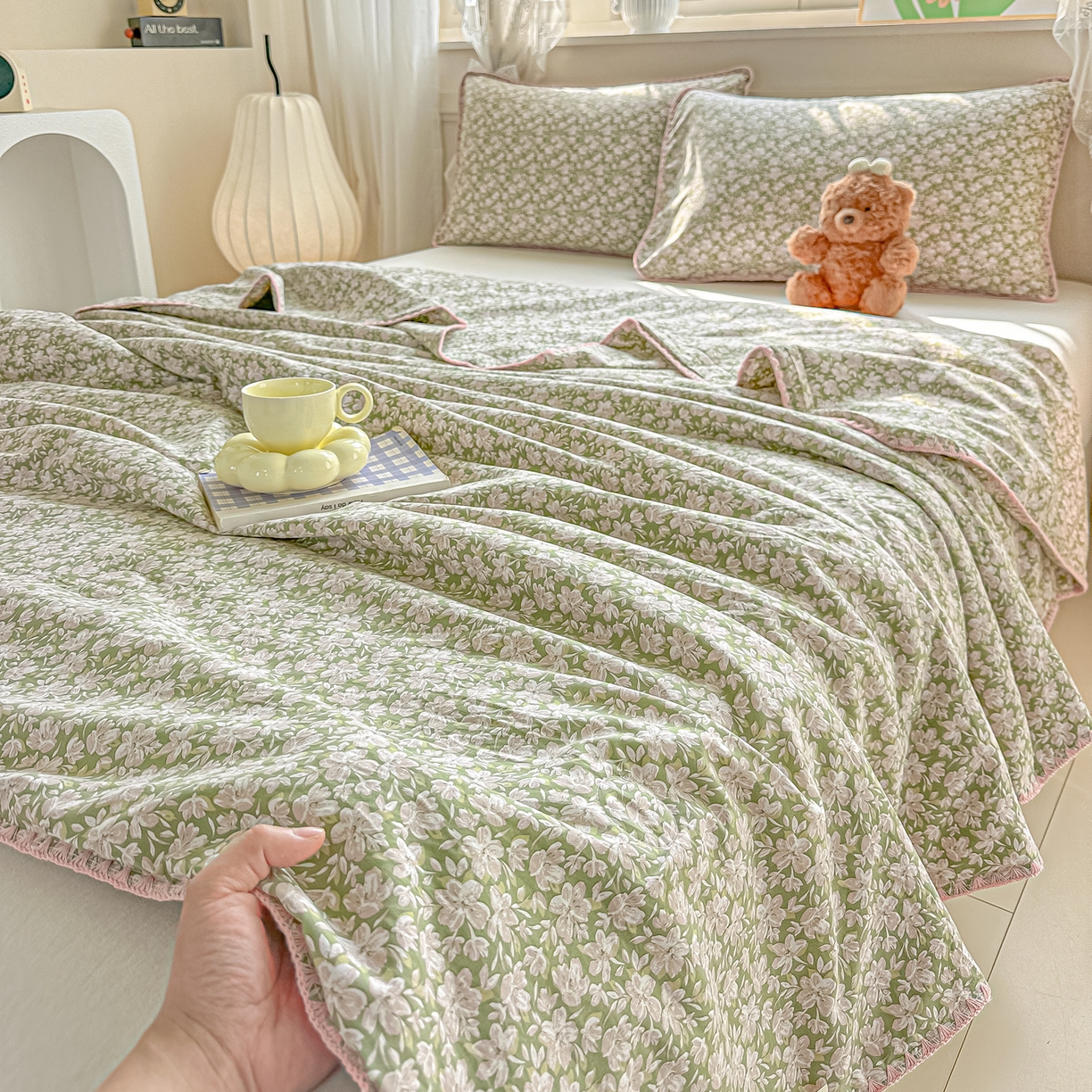 91家纺网 家纺一手货源 找家纺 归属 2026新款A类小碎花贝壳绣皱皱棉夏被夏凉被空调被 山野间