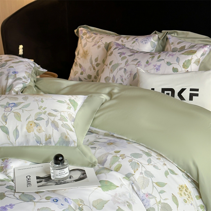 91家纺网 家纺一手货源 找家纺 蓝米卡夫 2026夏季新款50S天丝数码印花夏被夏凉被空调被四件套 芳华-绿