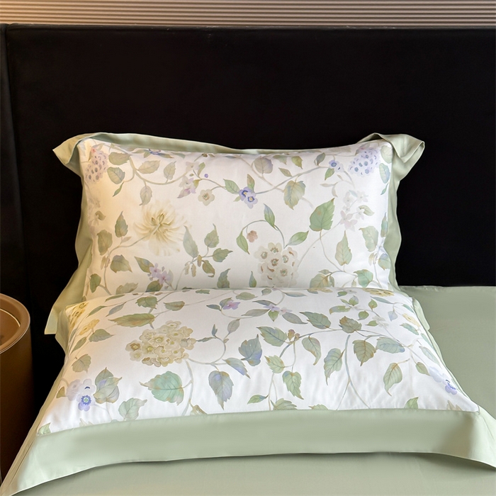 91家纺网 家纺一手货源 找家纺 蓝米卡夫 2026夏季新款50S天丝数码印花夏被夏凉被空调被四件套 芳华-绿