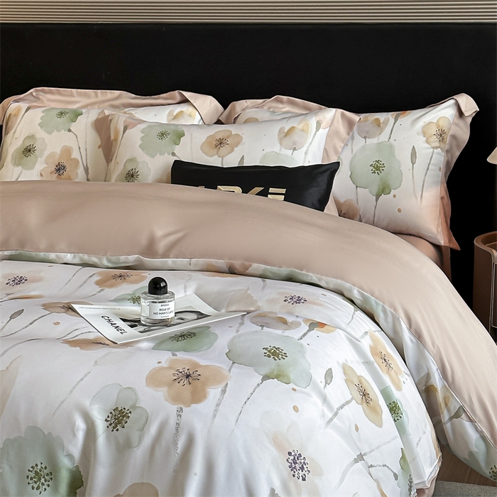 91家纺网 家纺一手货源 找家纺 蓝米卡夫 2026夏季新款50S天丝数码印花夏被夏凉被空调被四件套 花仙子