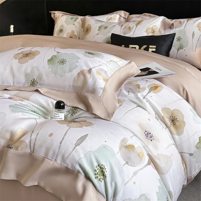 91家纺网 家纺一手货源 找家纺 蓝米卡夫 2026夏季新款50S天丝数码印花夏被夏凉被空调被四件套 花仙子