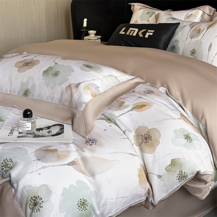 91家纺网 家纺一手货源 找家纺 蓝米卡夫 2026夏季新款50S天丝数码印花夏被夏凉被空调被四件套 花仙子