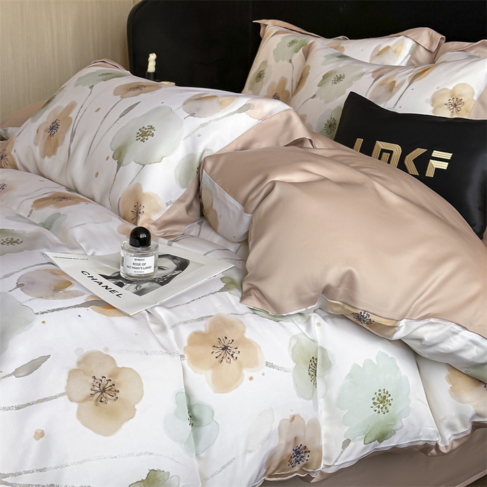 91家纺网 家纺一手货源 找家纺 蓝米卡夫 2026夏季新款50S天丝数码印花夏被夏凉被空调被四件套 花仙子