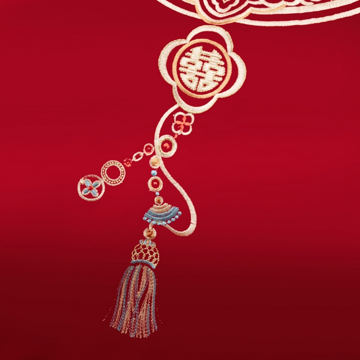 91家纺网 家纺一手货源 找家纺 千禧家纺 2026新款全棉13372婚庆绣花系列 吾家有喜