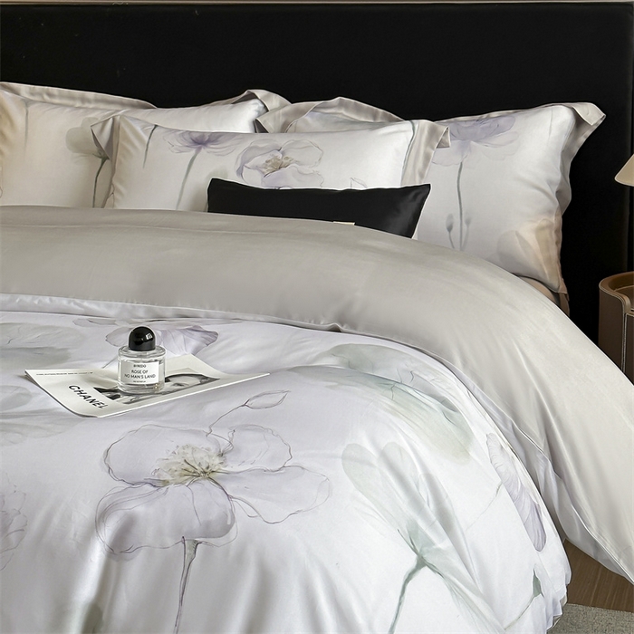 91家纺网 家纺一手货源 找家纺 蓝米卡夫 2026夏季新款50S天丝数码印花夏被夏凉被空调被四件套 花想容