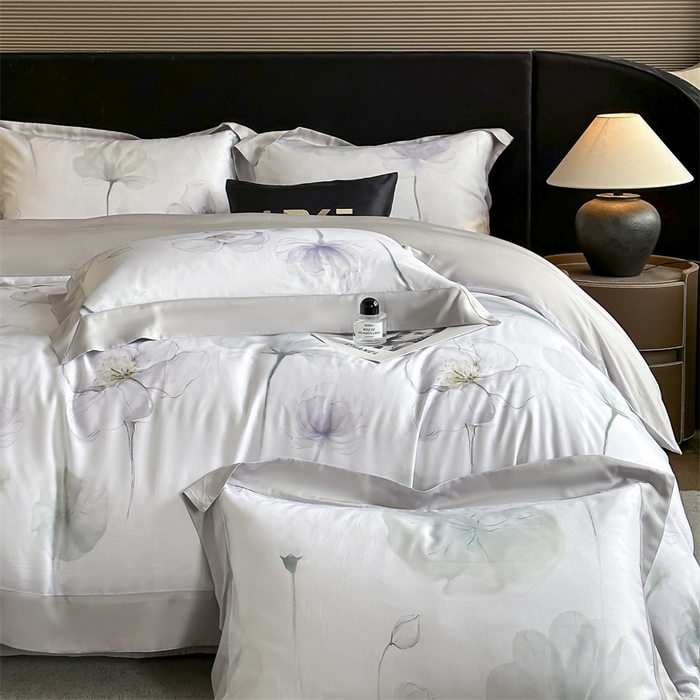 91家纺网 家纺一手货源 找家纺 蓝米卡夫 2026夏季新款50S天丝数码印花夏被夏凉被空调被四件套 花想容