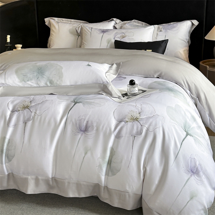 91家纺网 家纺一手货源 找家纺 蓝米卡夫 2026夏季新款50S天丝数码印花夏被夏凉被空调被四件套 花想容