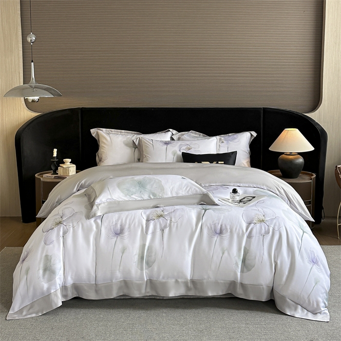 91家纺网 家纺一手货源 找家纺 蓝米卡夫 2026夏季新款50S天丝数码印花夏被夏凉被空调被四件套 花想容